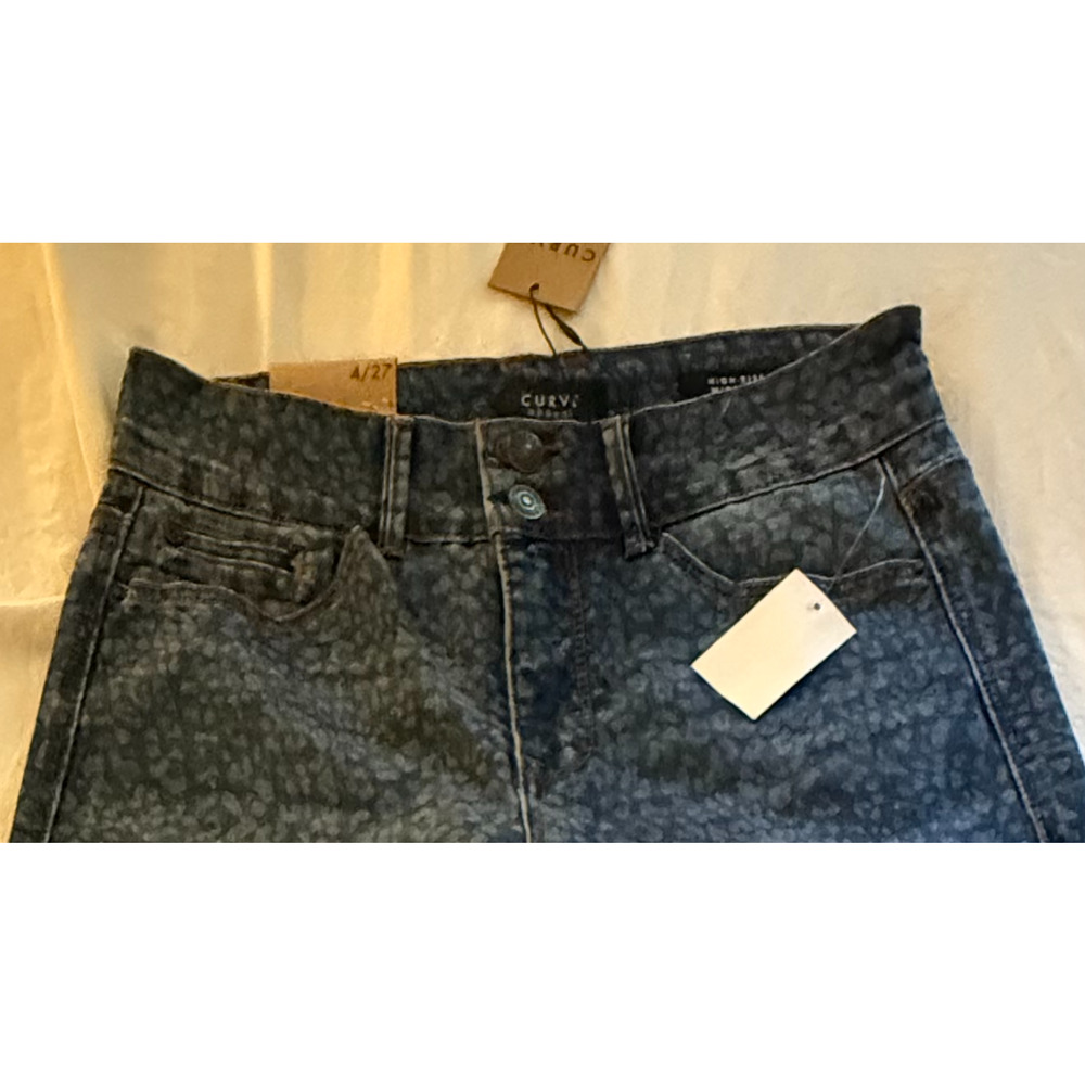 Curve Appeal Jeans Womens Size 4 High Rise Wide Leg Leopard Print Cotton NWT - Picture 6 of 15